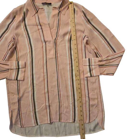 Lafayette 148 New York S Tunic Venita Parasol Stripe Crepe Blouse Long Sleeve - Picture 6 of 8